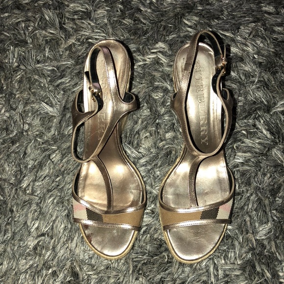 Burberry leeham metallic leather canvas wedges - Picture 2 of 7